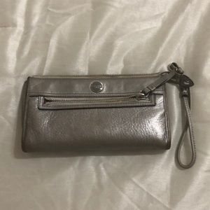 Authentic Coach silver wallet wristlet